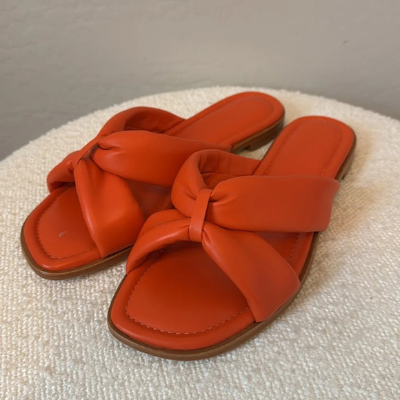 SCHUTZ Puffy Leather Slide Sandals Fairy Orange Size 9 - Picture 2 of 6